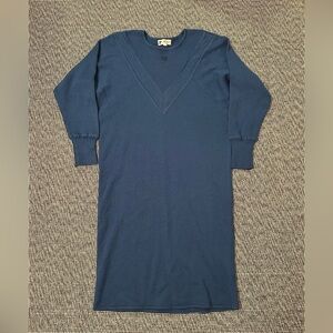 Chic vintage Courreges Paris knit Long Sleeve Blue Dress
